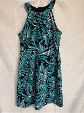 Enfocus Studio Teal & Navy Striped Halter Dress size 12